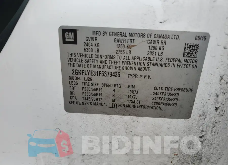 2GKFLYE31F6379436 Photo# 13