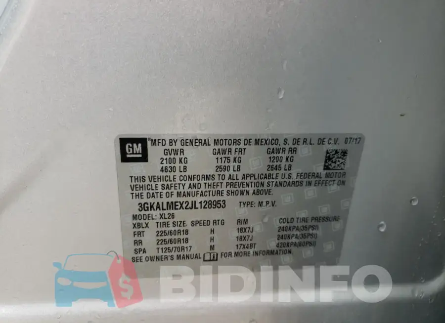 3GKALMEX2JL128953 Photo# 13