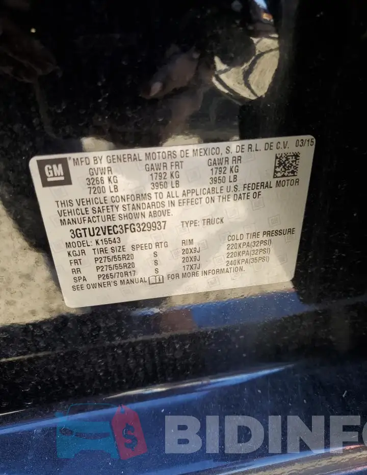 3GTU2VEC3FG329937 Photo# 12
