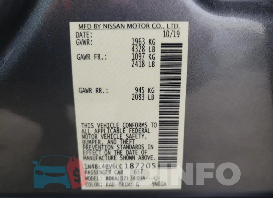 1N4BL4BV6LC187205 Photo# 13