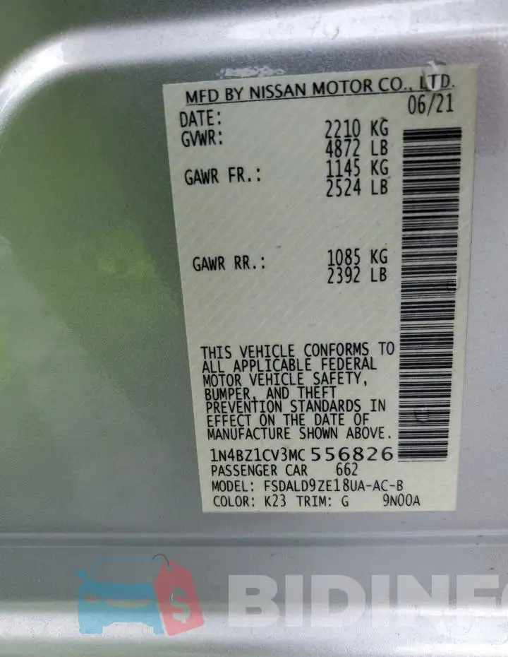 1N4BZ1CV3MC556826 Photo# 12