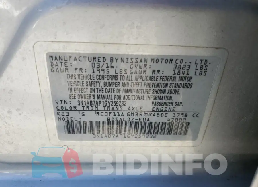 3N1AB7AP1GY259232 Photo# 12