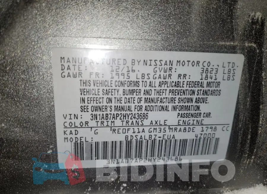 3N1AB7AP2HY243686 Photo# 12