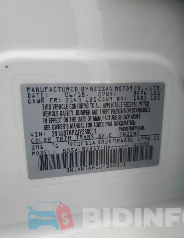 3N1AB7AP2JY330011 Photo# 12