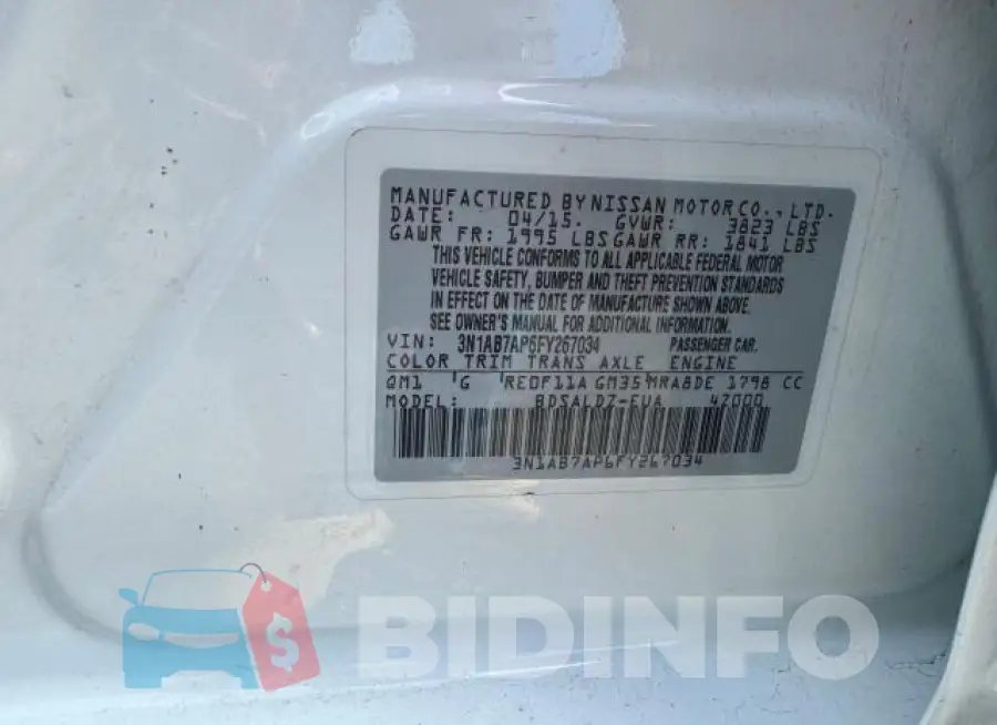 3N1AB7AP6FY267034 Photo# 10