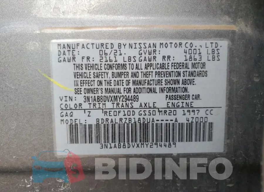 3N1AB8DVXMY294489 Photo# 13