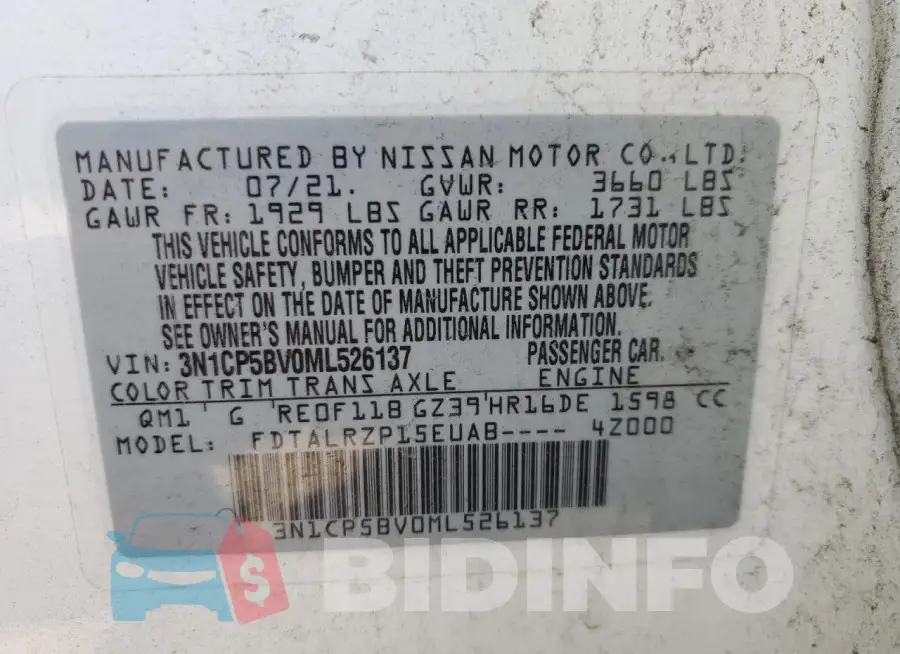 3N1CP5BV0ML526137 Photo# 12