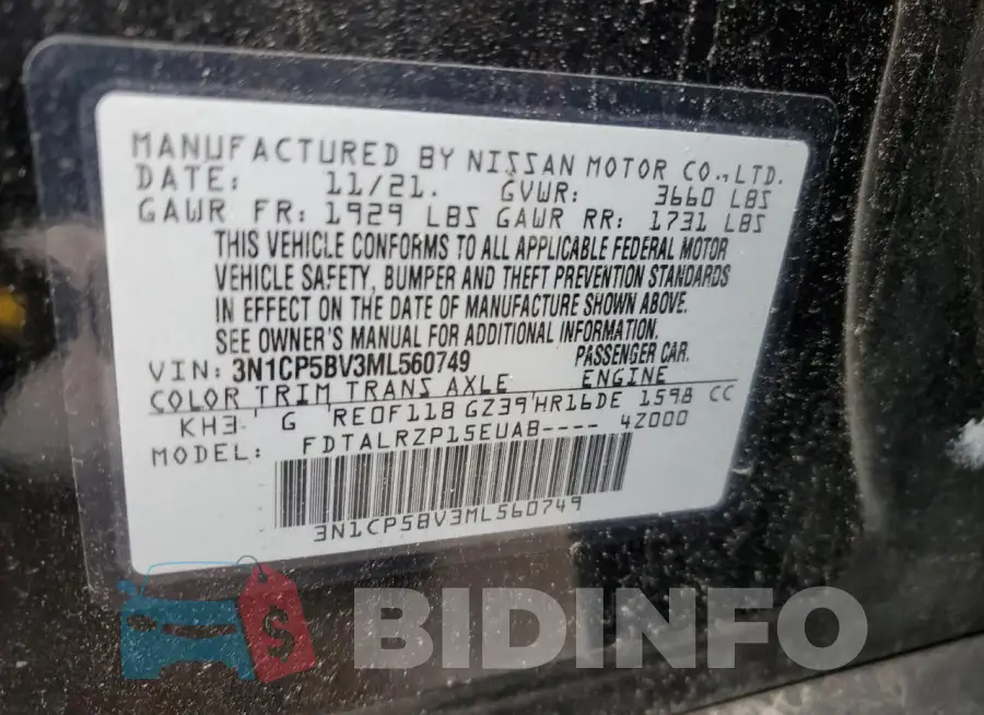 3N1CP5BV3ML560749 Photo# 13