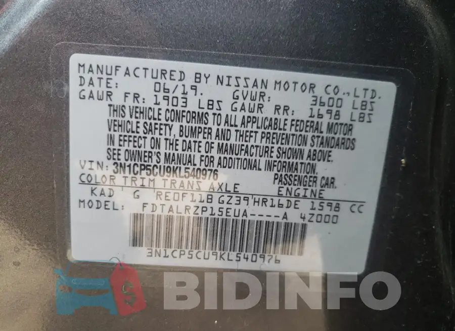 3N1CP5CU9KL540976 Photo# 10