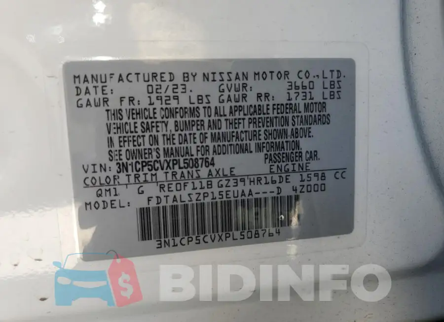 3N1CP5CVXPL508764 Photo# 14
