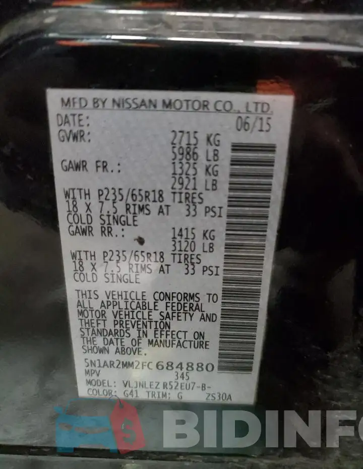 5N1AR2MM2FC684880 Photo# 13