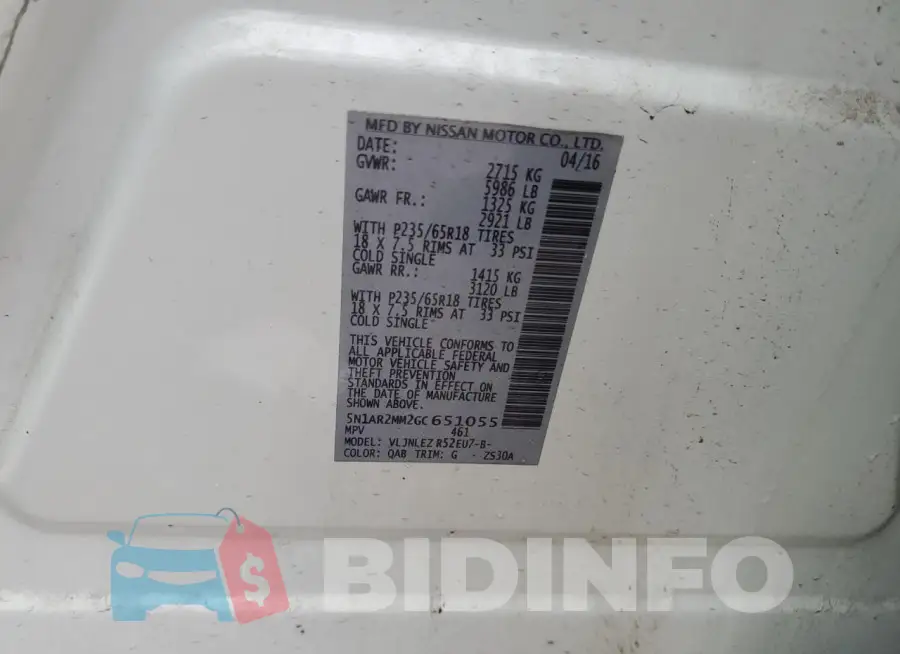 5N1AR2MM2GC651055 Photo# 12