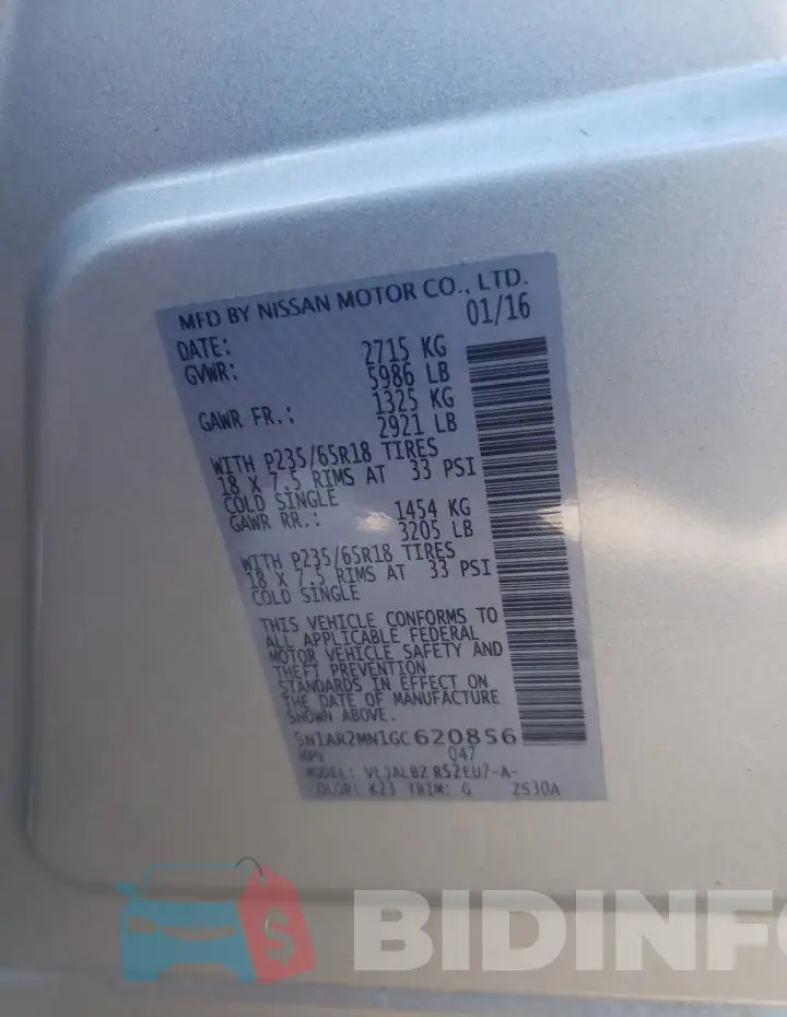 5N1AR2MN1GC620856 Photo# 14