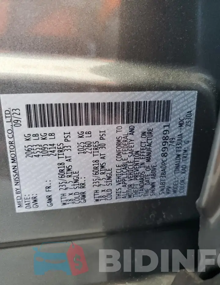 5N1BT3BA0PC899891 Photo# 14