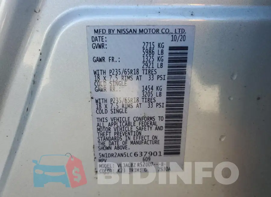 5N1DR2AN5LC637901 Photo# 13