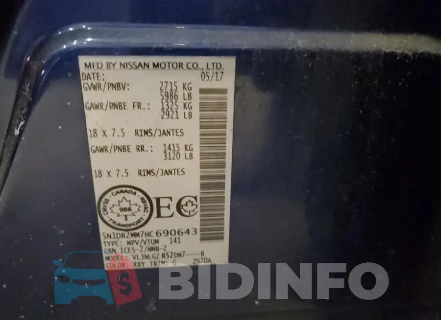 5N1DR2MM7HC690643 Photo# 12