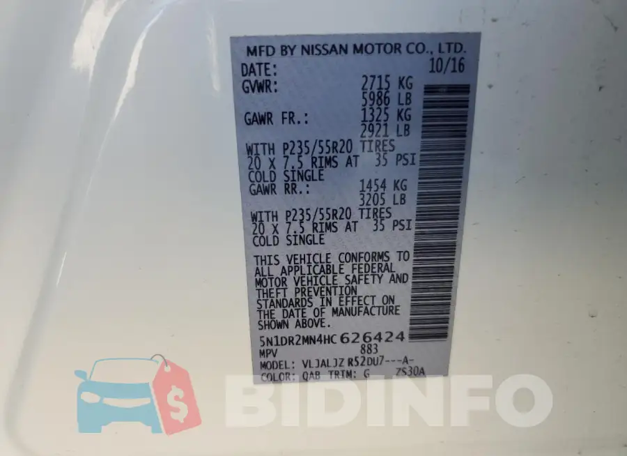 5N1DR2MN4HC626424 Photo# 13