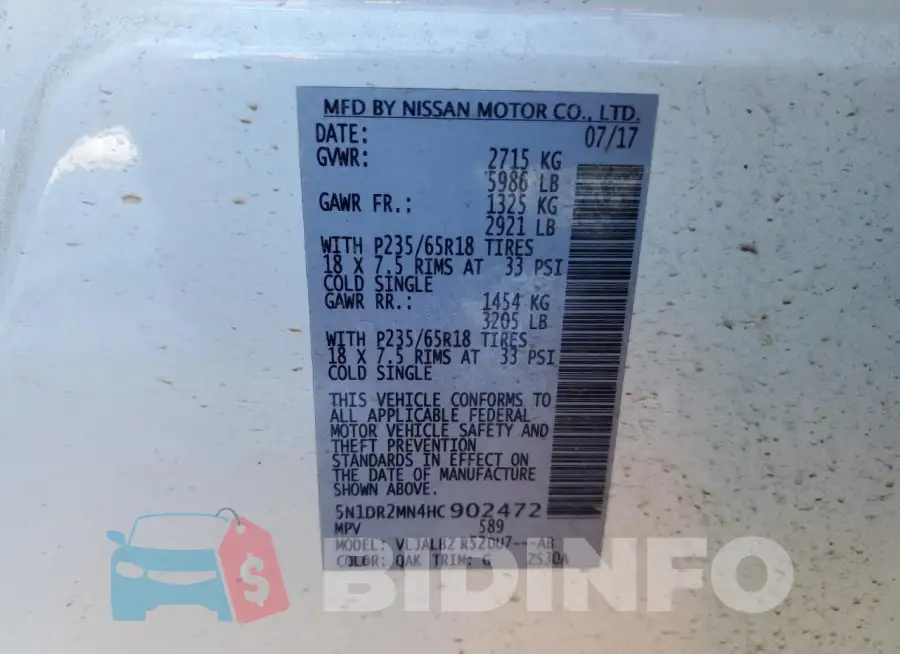 5N1DR2MN4HC902472 Photo# 13