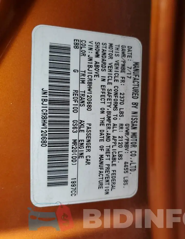 JN1BJ1CR8HW120680 Photo# 13