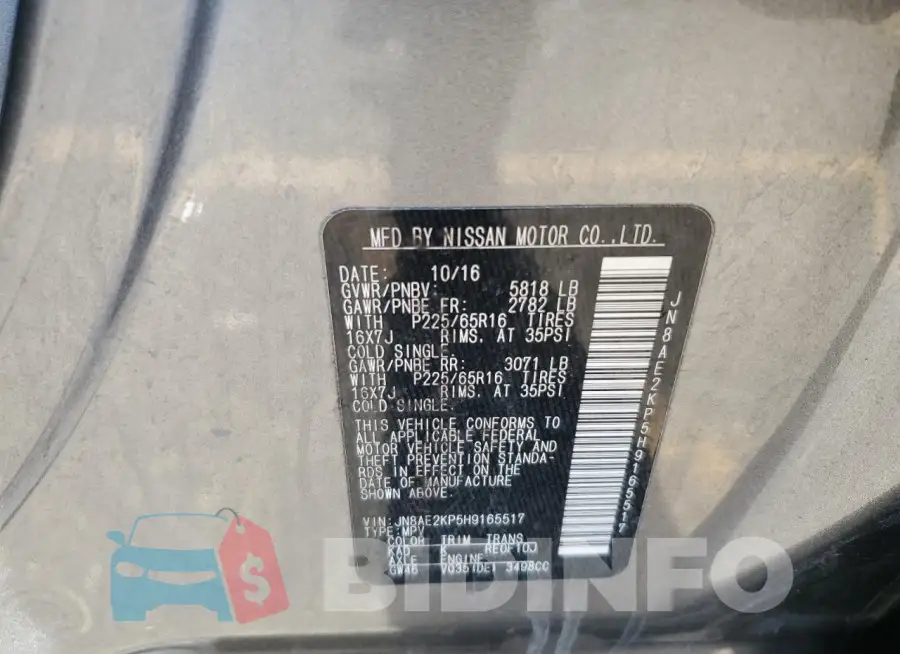 JN8AE2KP5H9165517 Photo# 14
