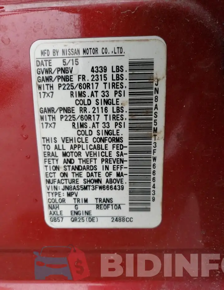 JN8AS5MT3FW666439 Photo# 14