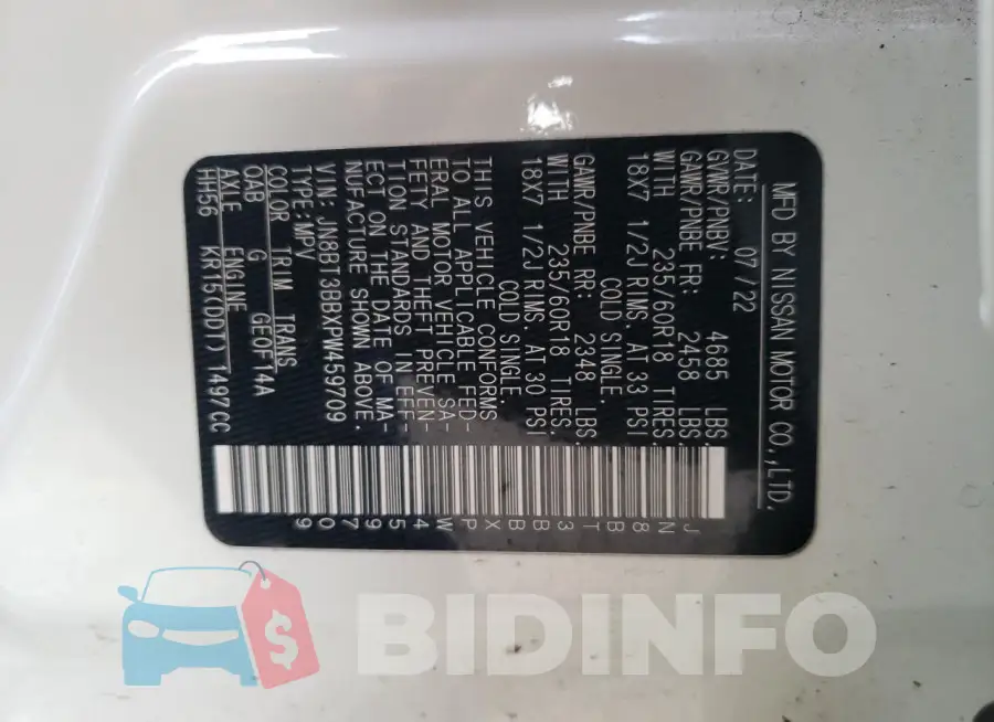JN8BT3BBXPW459709 Photo# 12
