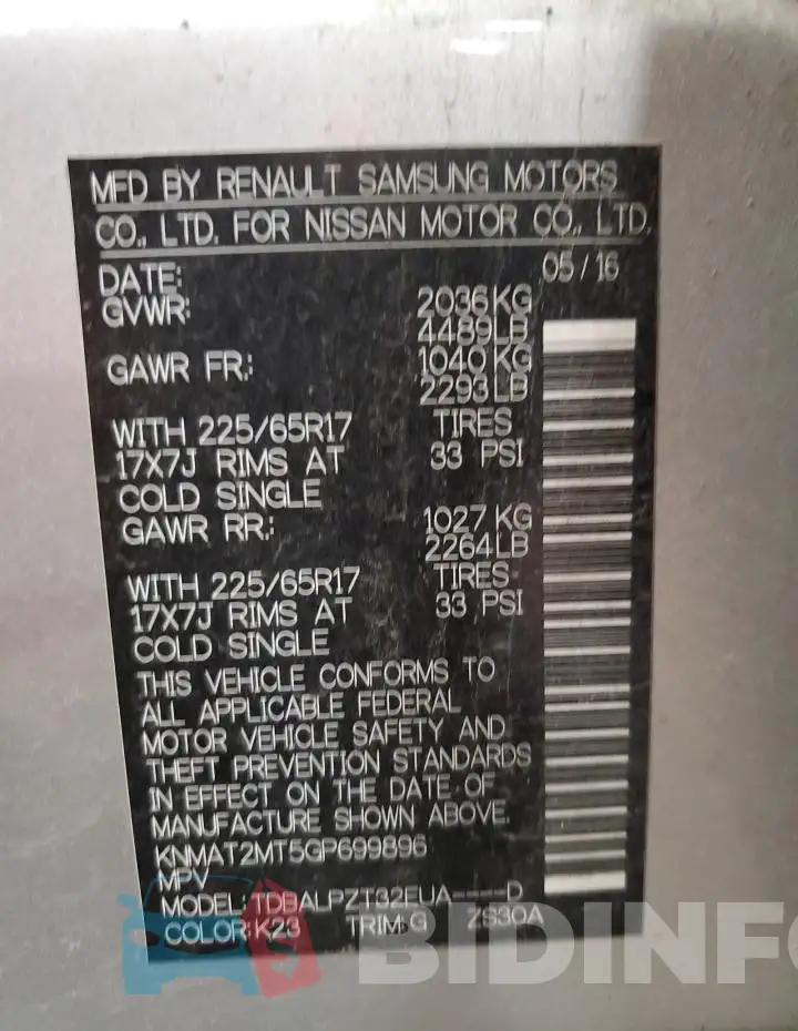 KNMAT2MT5GP699896 Photo# 12