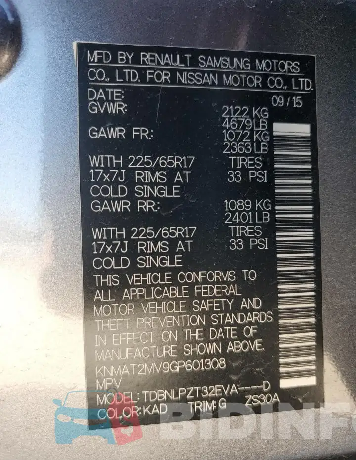 KNMAT2MV9GP601308 Photo# 12