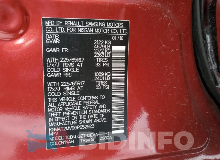 KNMAT2MV9GP652923 Photo# 12