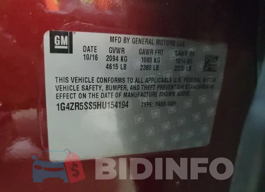 1G4ZR5SS5HU154194 Photo# 13