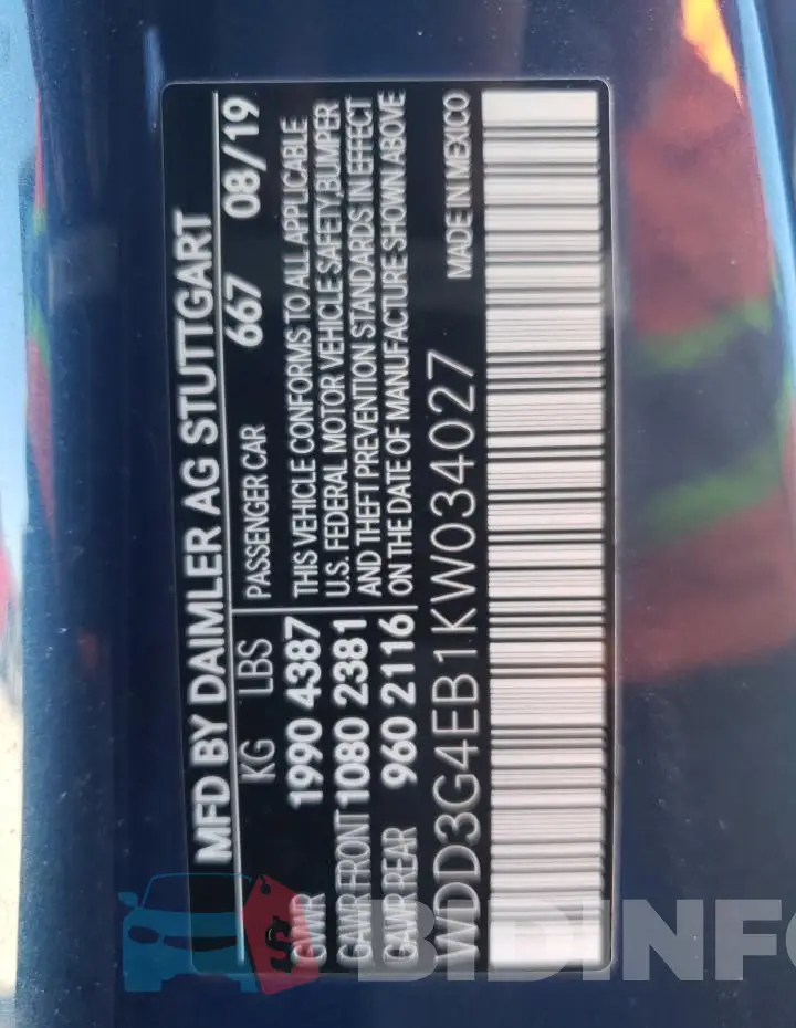 WDD3G4EB1KW034027 Photo# 12