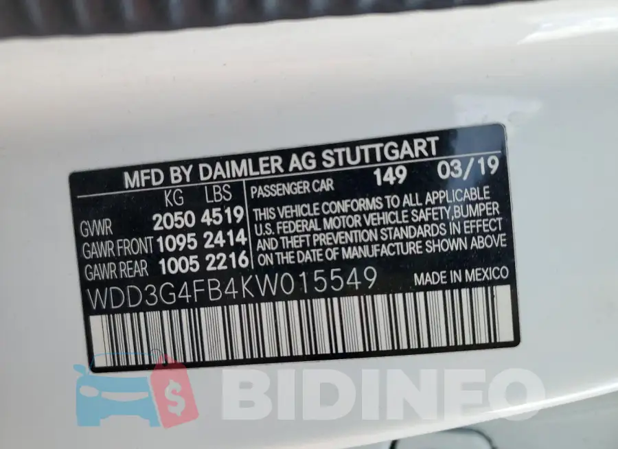 WDD3G4FB4KW015549 Photo# 12
