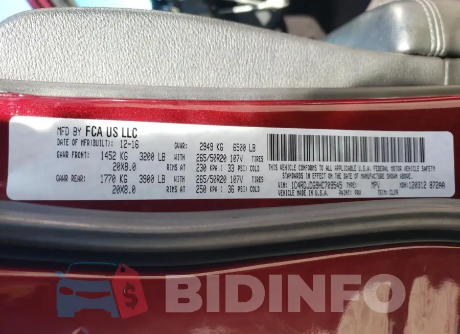 1C4RDJDG9HC709545 Photo# 14