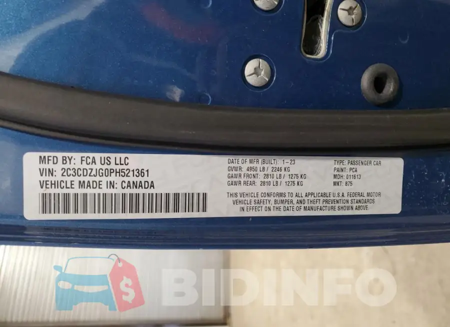 2C3CDZJG0PH521361 Photo# 12