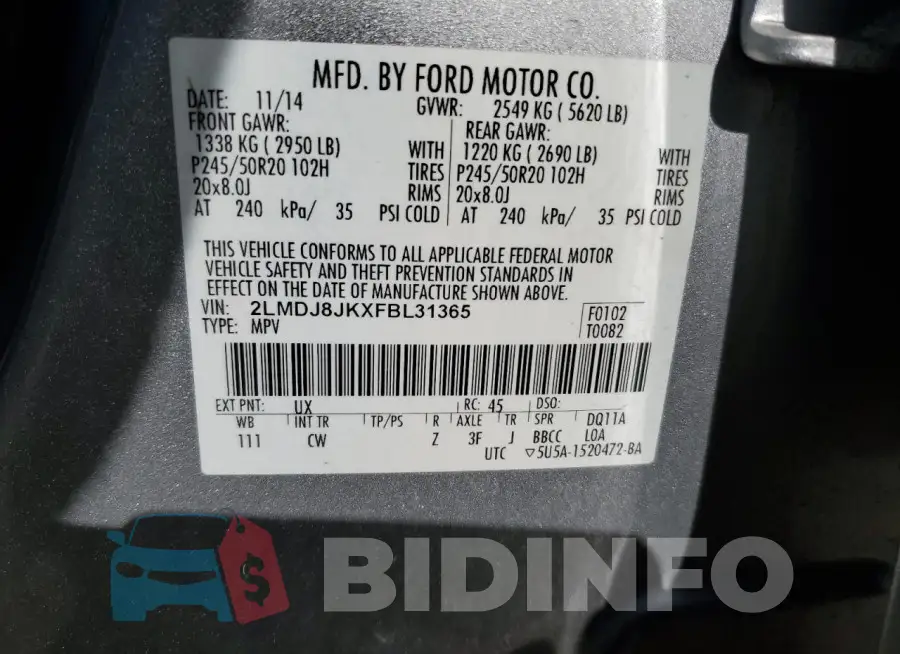 2LMDJ8JKXFBL31365 Photo# 13