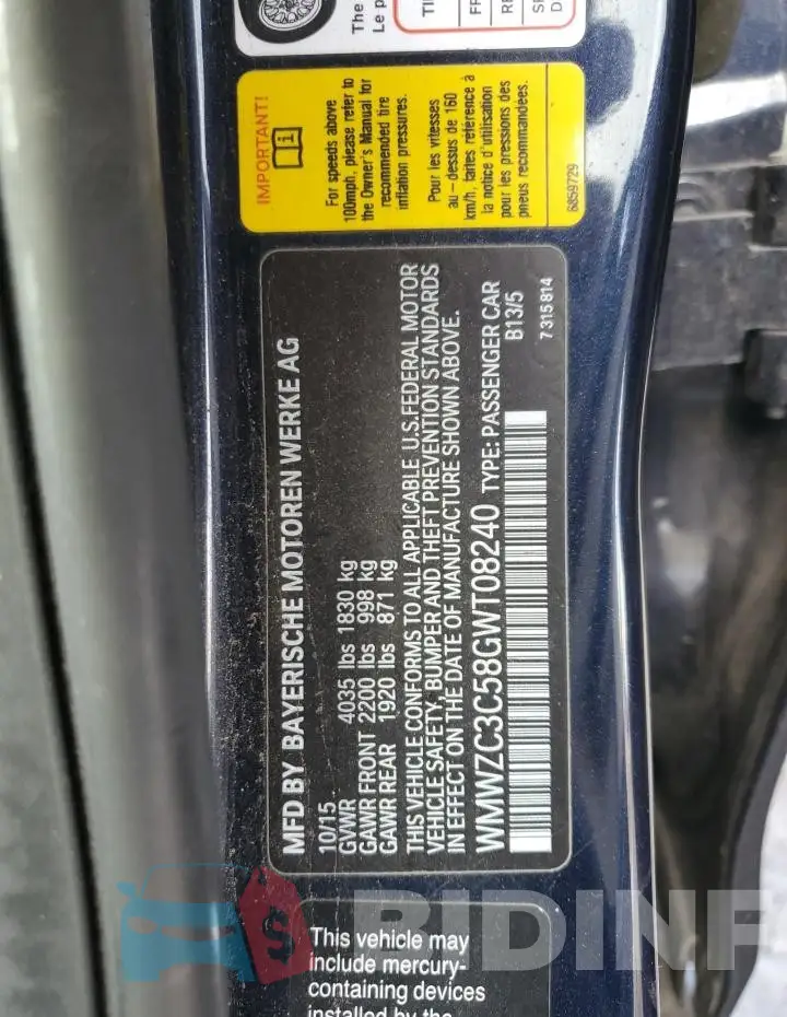 WMWZC3C58GWT08240 Photo# 14