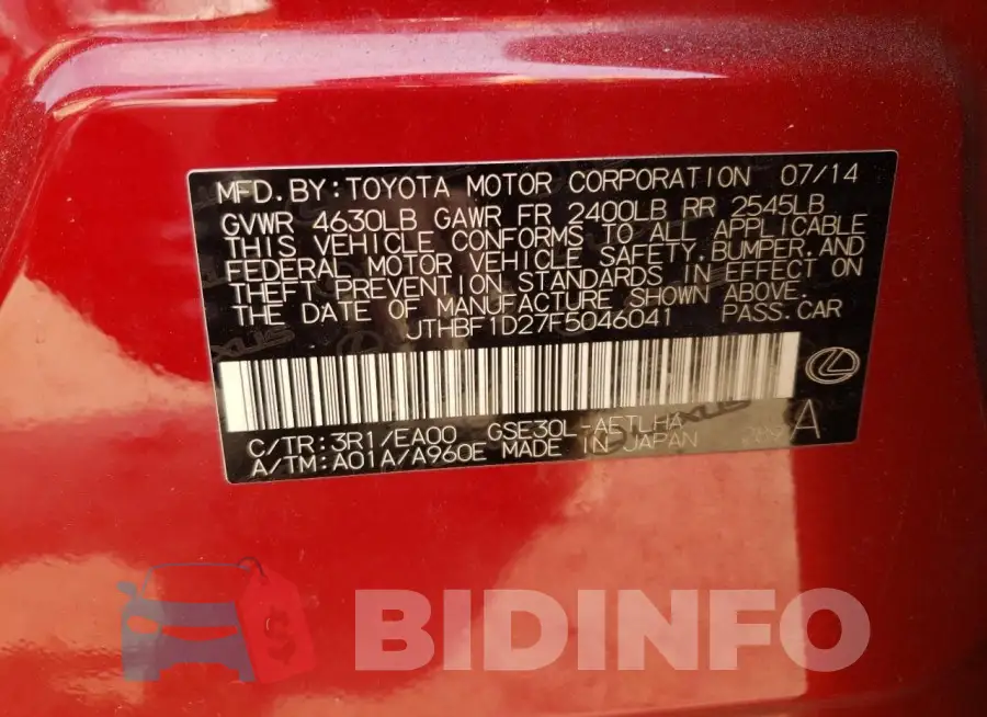 JTHBF1D27F5046041 Photo# 13