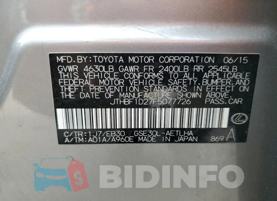 JTHBF1D27F5077726 Photo# 13