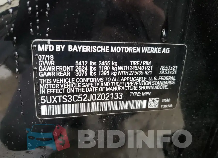 5UXTS3C52J0Z02133 Photo# 13