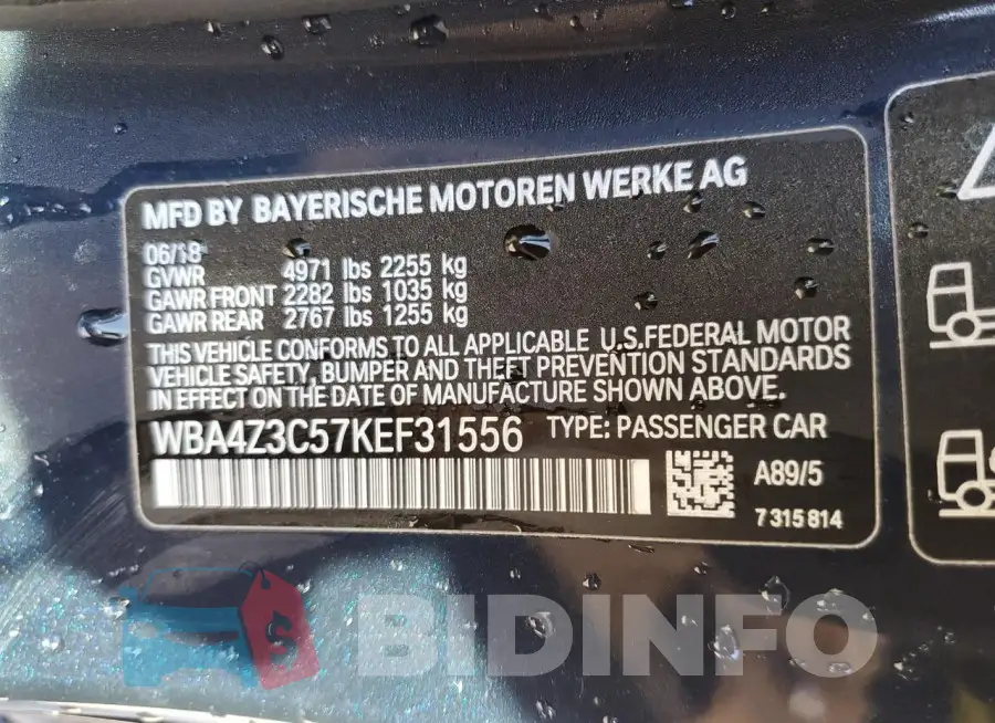 WBA4Z3C57KEF31556 Photo# 12
