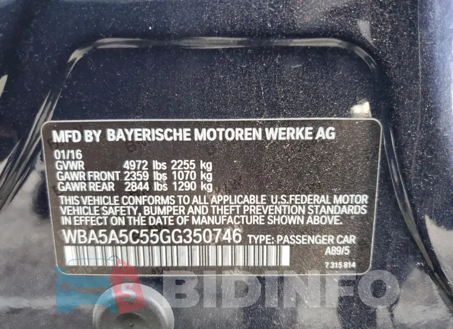 WBA5A5C55GG350746 Photo# 13