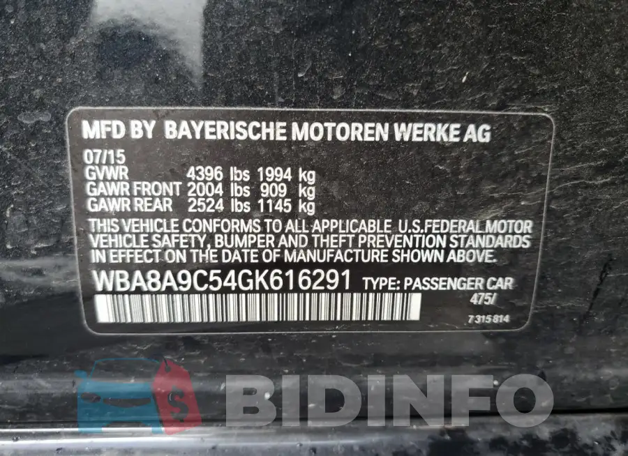 WBA8A9C54GK616291 Photo# 13