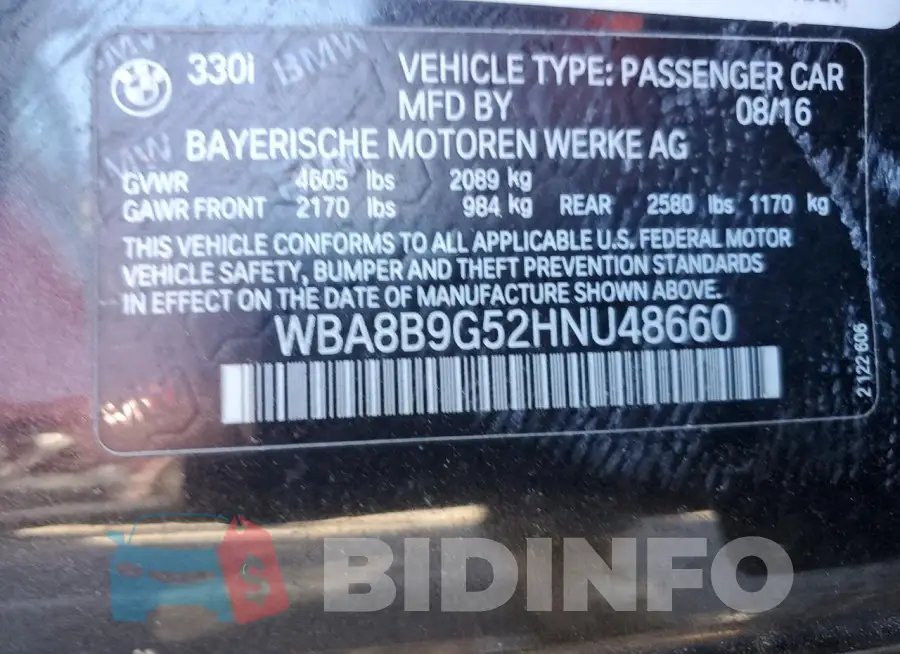 WBA8B9G52HNU48660 Photo# 12