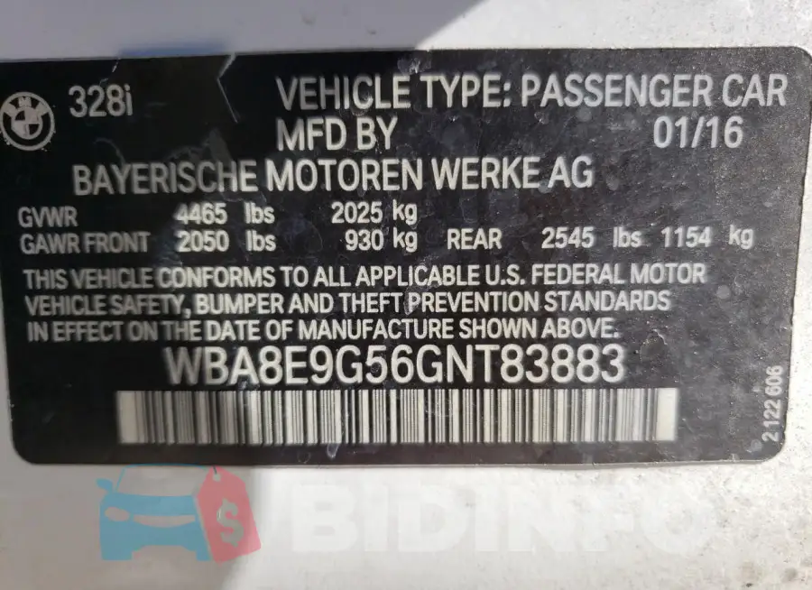 WBA8E9G56GNT83883 Photo# 12