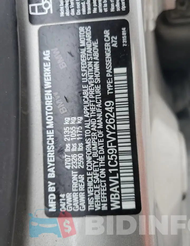 WBAVL1C59FVY26249 Photo# 13