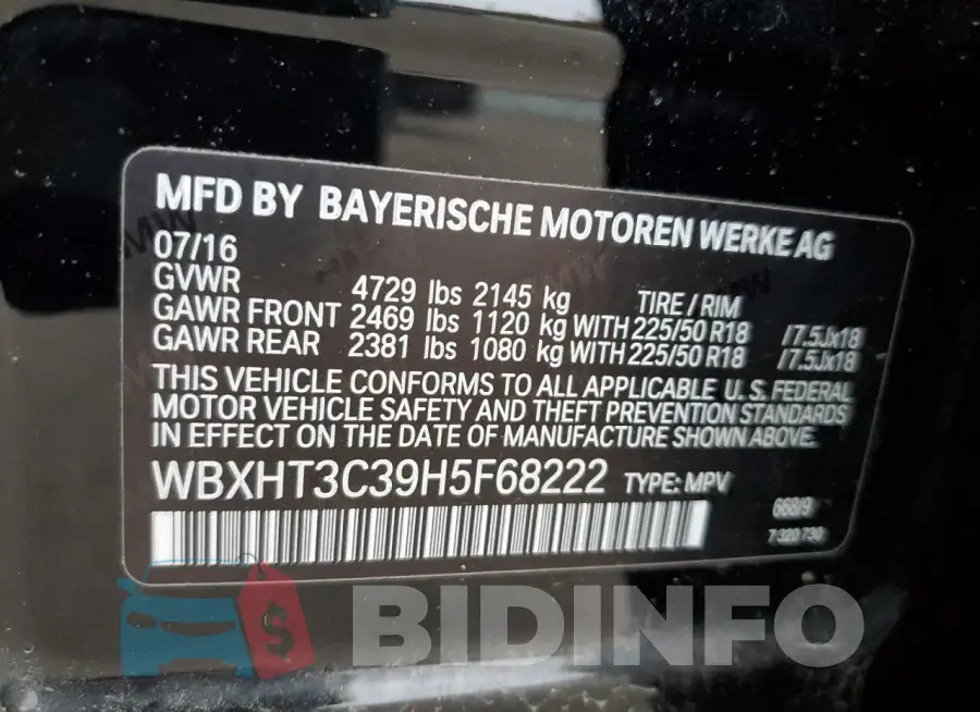 WBXHT3C39H5F68222 Photo# 12
