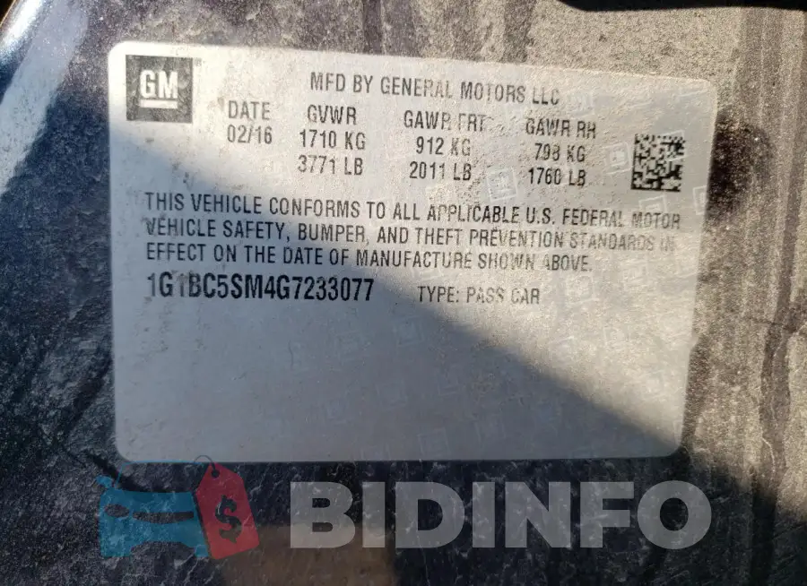 1G1BC5SM4G7233077 Photo# 12