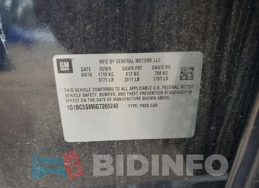 1G1BC5SM6G7265240 Photo# 12