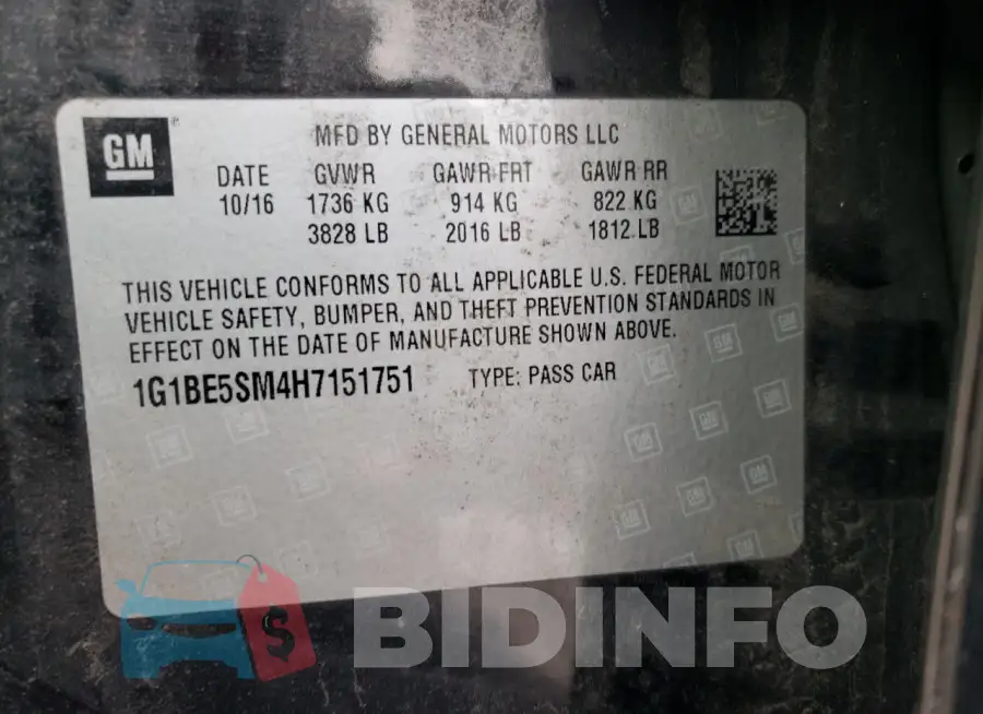 1G1BE5SM4H7151751 Photo# 12