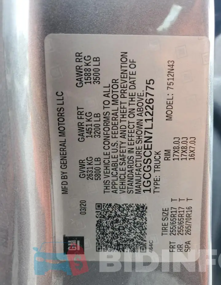 1GCGSCEN7L1226775 Photo# 12